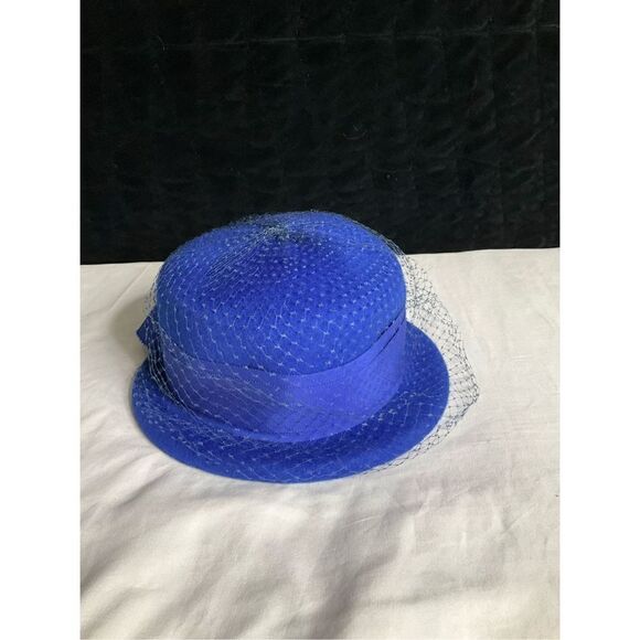Vintage Rits Henry Pollak blue mid century women's hat with mesh mint condition - Picture 2 of 5